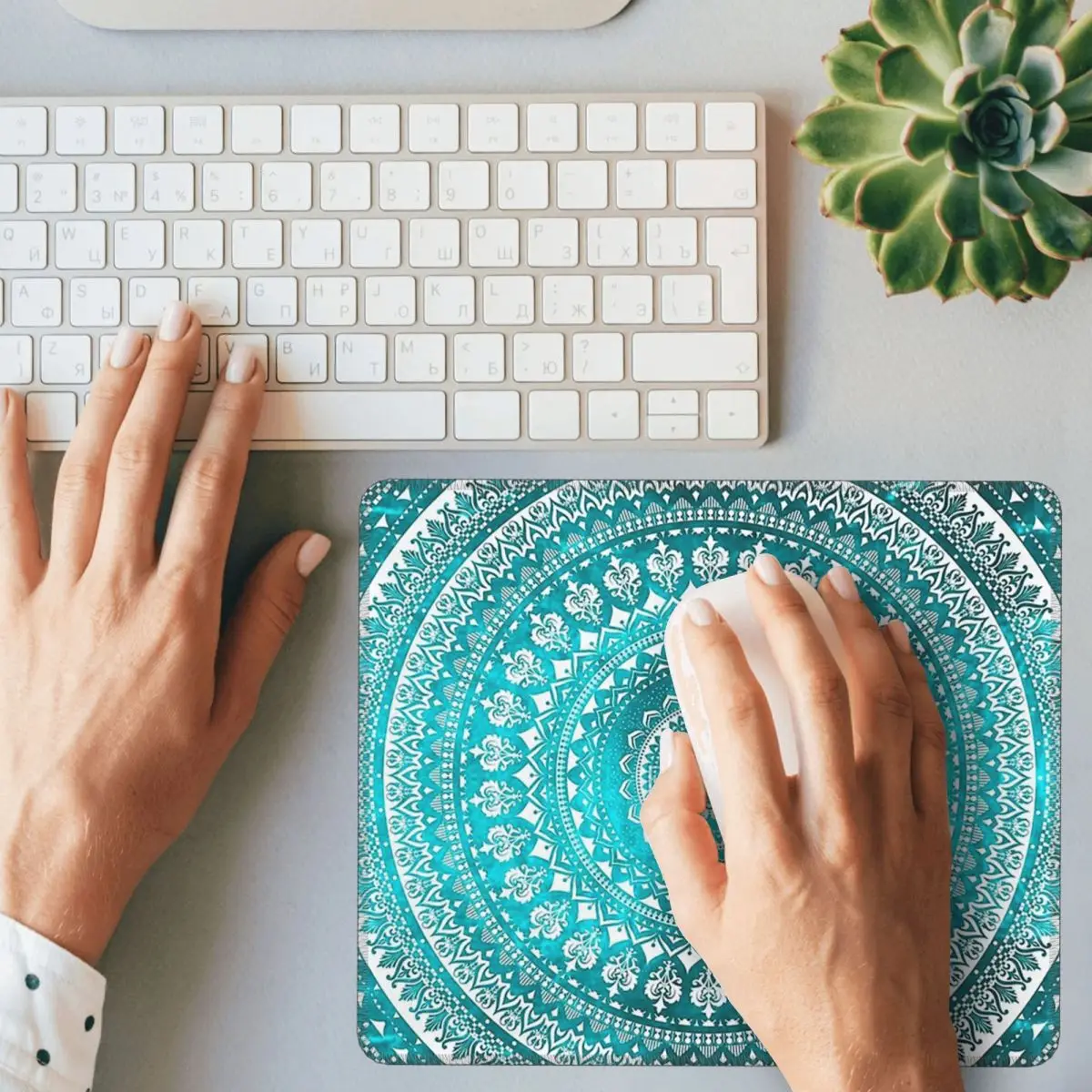 Mandala Turquoise tapis de souris clavier d'ordinateur tapis de souris Gamer PC tapis de bureau accessoires de bureau tapis de Table