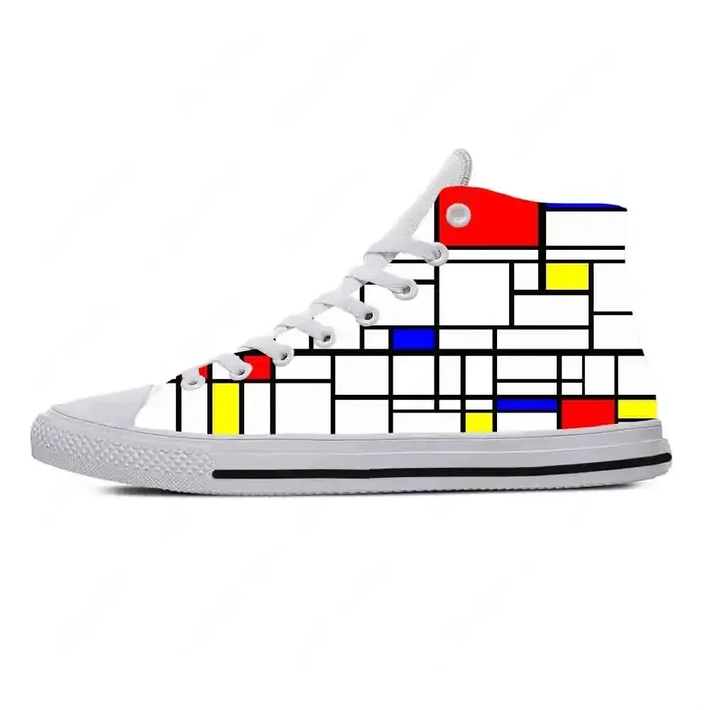

Piet Mondrian Abstract Geometric Pattern Painting Casual Cloth Shoes High Top Comfortable Breathable Custom Men Women Sneakers