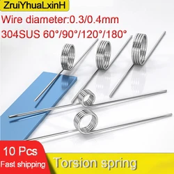 304SUS Torsion Contacts V Type Spring Twist clamp Wire Diameter 0.3mm,0.4mm Torsional Spring,Outside diamet: 1.5-6mm