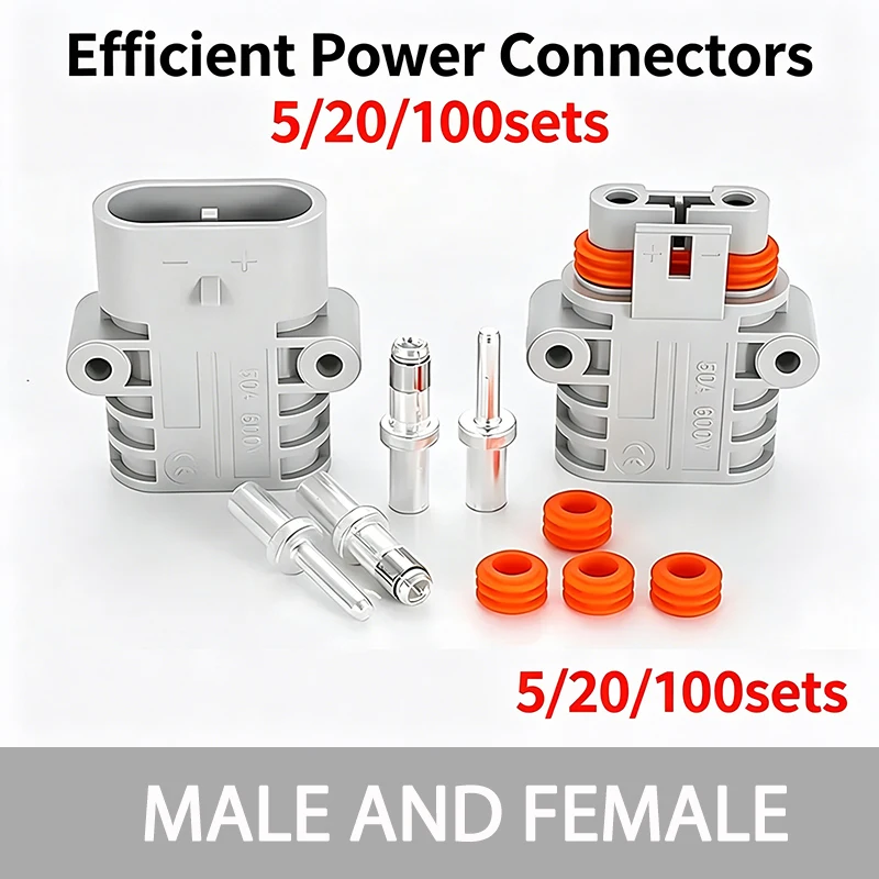 50A 12V/24V Parking Air Conditioner Connector, Waterproof High-Power Plug for Car Lithium Battery Wiring
