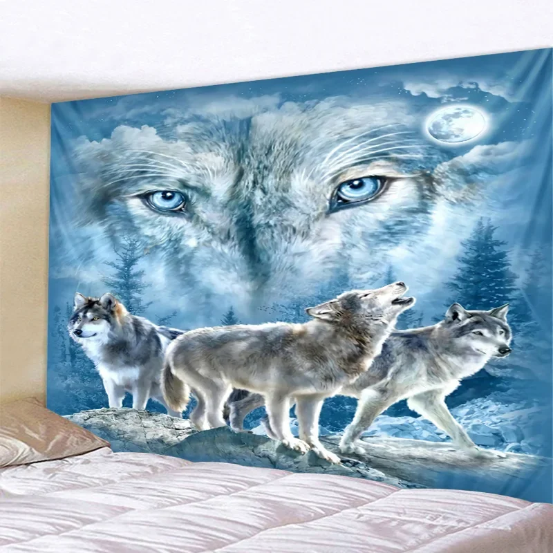 Wolf’s creative tapestry wall hanging decoration tiger lion pattern wall hangings home textile wall Bohemian decoration tapiz