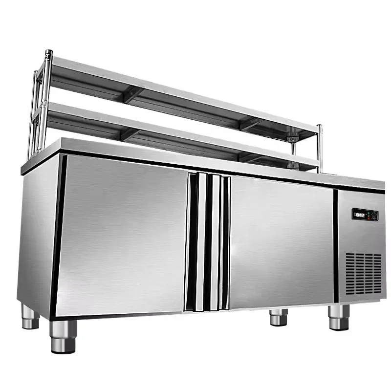 

Commercial Two Doors Refrigeration Fridge Under Salad Bar Counter Sandwich Prep Table Counter Refrigerator Stainless Steel Pizza