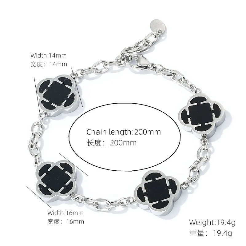 316L Stainless Steel Lucky Four Leaf Flower Bracelet Women's Chaim Three Leaf Clover Hand Chain Simple Chic Party Jewelry Gift