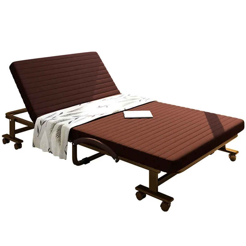 Folding bed single office lunch break child nanny free installation metal bed Japanese backrest