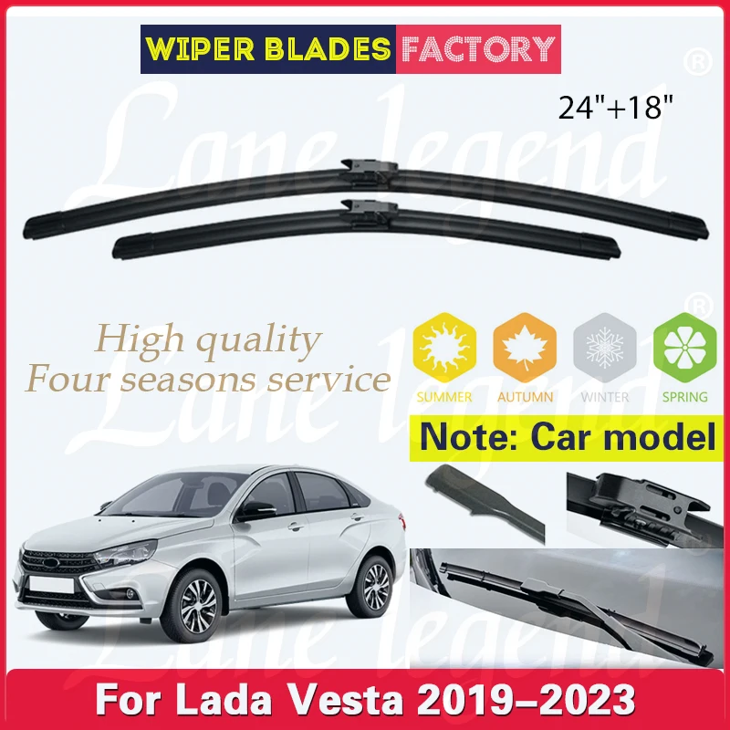 

For Lada Vesta 2019 2020 2021 2022 2023 Wiper LHD Front Wiper Blades Windshield Windscreen Clean Window Car Rain Brushes 24"+18"