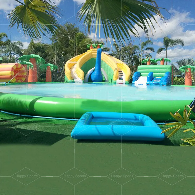 New Design Land Water Park Inflatable Water Pool Park With Slide for Salepromote sales