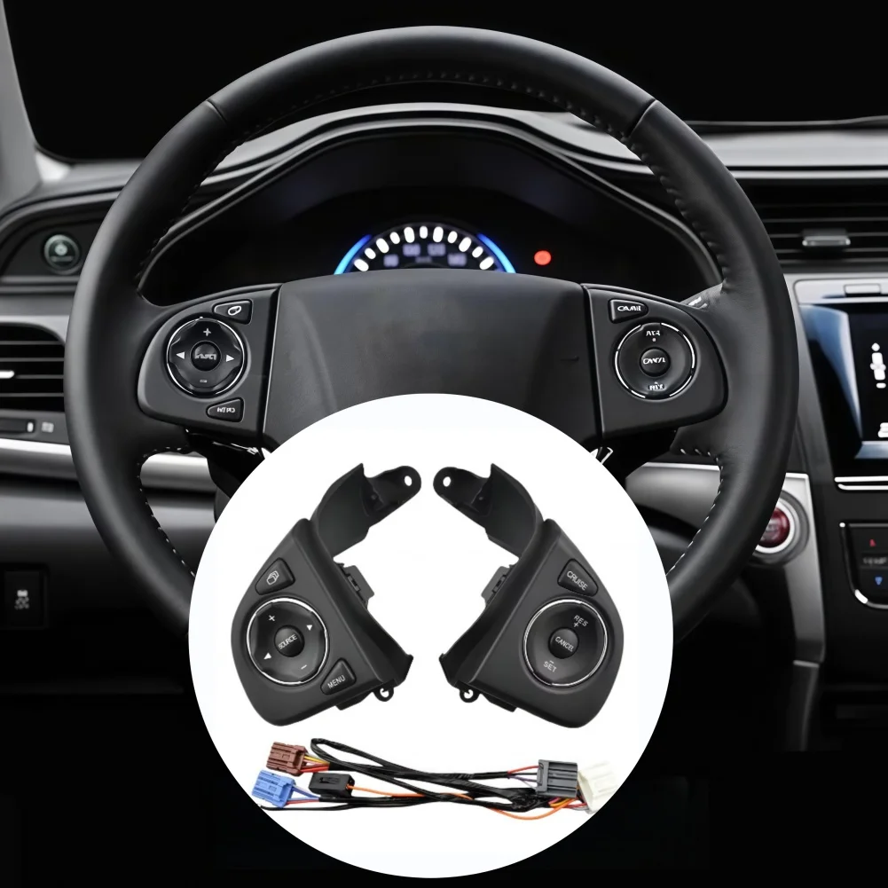 Cruise Button Black Steering Switch ABS Plastic Push Button Flush Mount Normally Open 4-way Circuit Screw Terminal