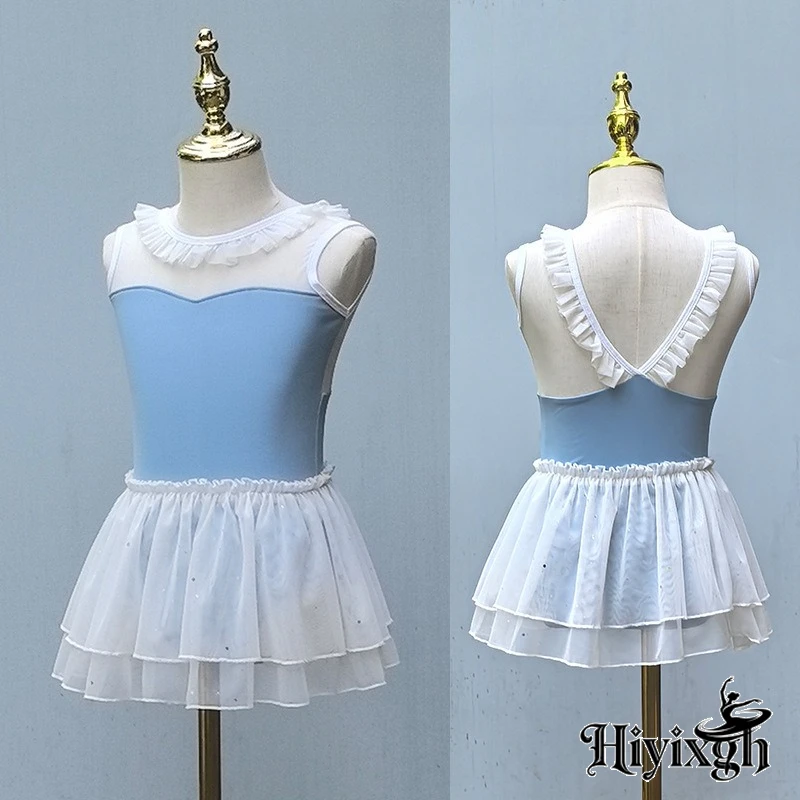 

Girl Black Swan Ballet Dance Leotards Lace Fungus Collar Practice Clothes Classical Dance Yoga Party Spliced Net Costume