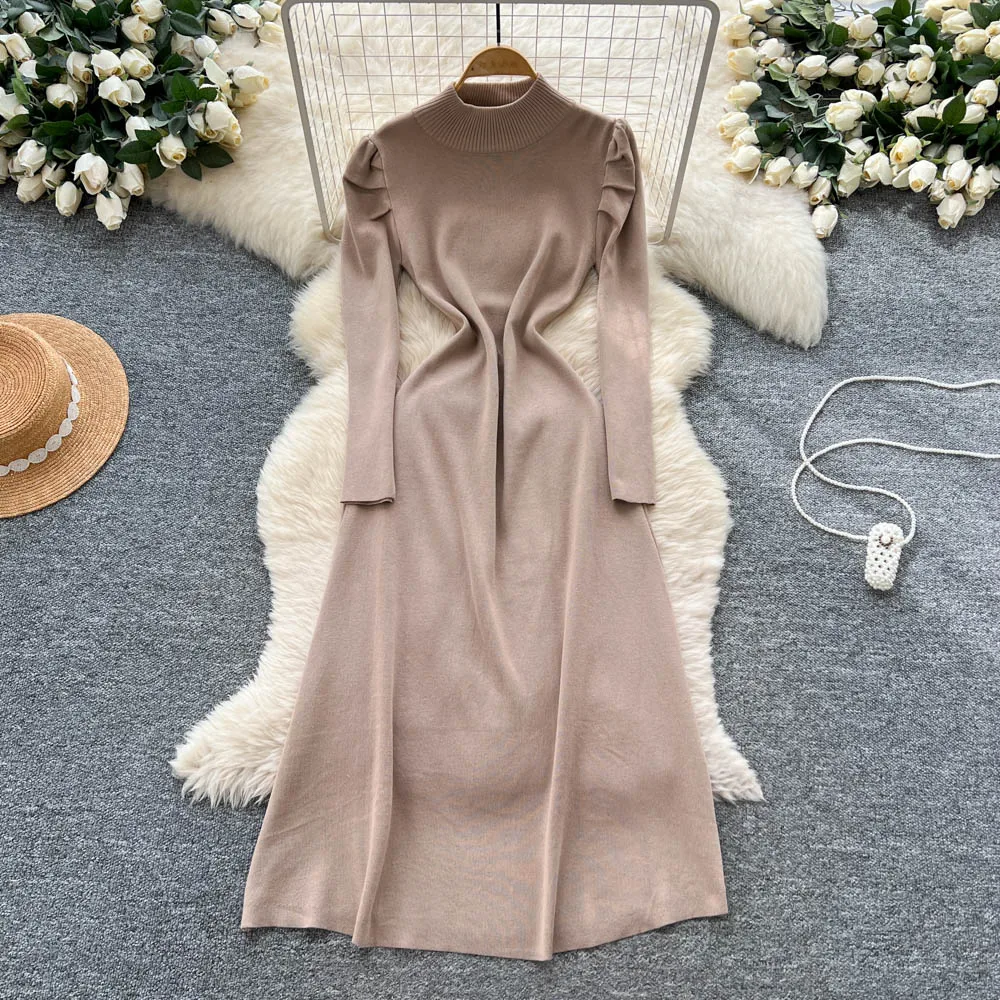 Chic vintage manica a sbuffo maglia sottile elegante fata moda coreana Boho vestito estivo abbigliamento donna