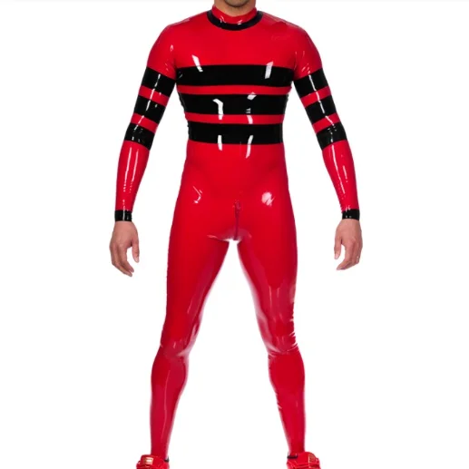 

NEU 100% Latex Rubber Gummi Uniform Catsuit Ganzanzug Handmade tights bodysuit