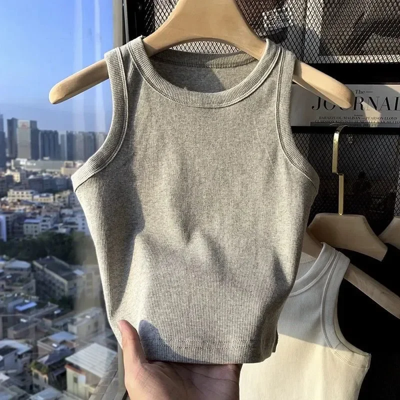 

New Children's Bottom Shirt Sleeveless Slim Fit Short minimalist Top baby Girls Solid Color suspender T-shirt Tank Top Summer