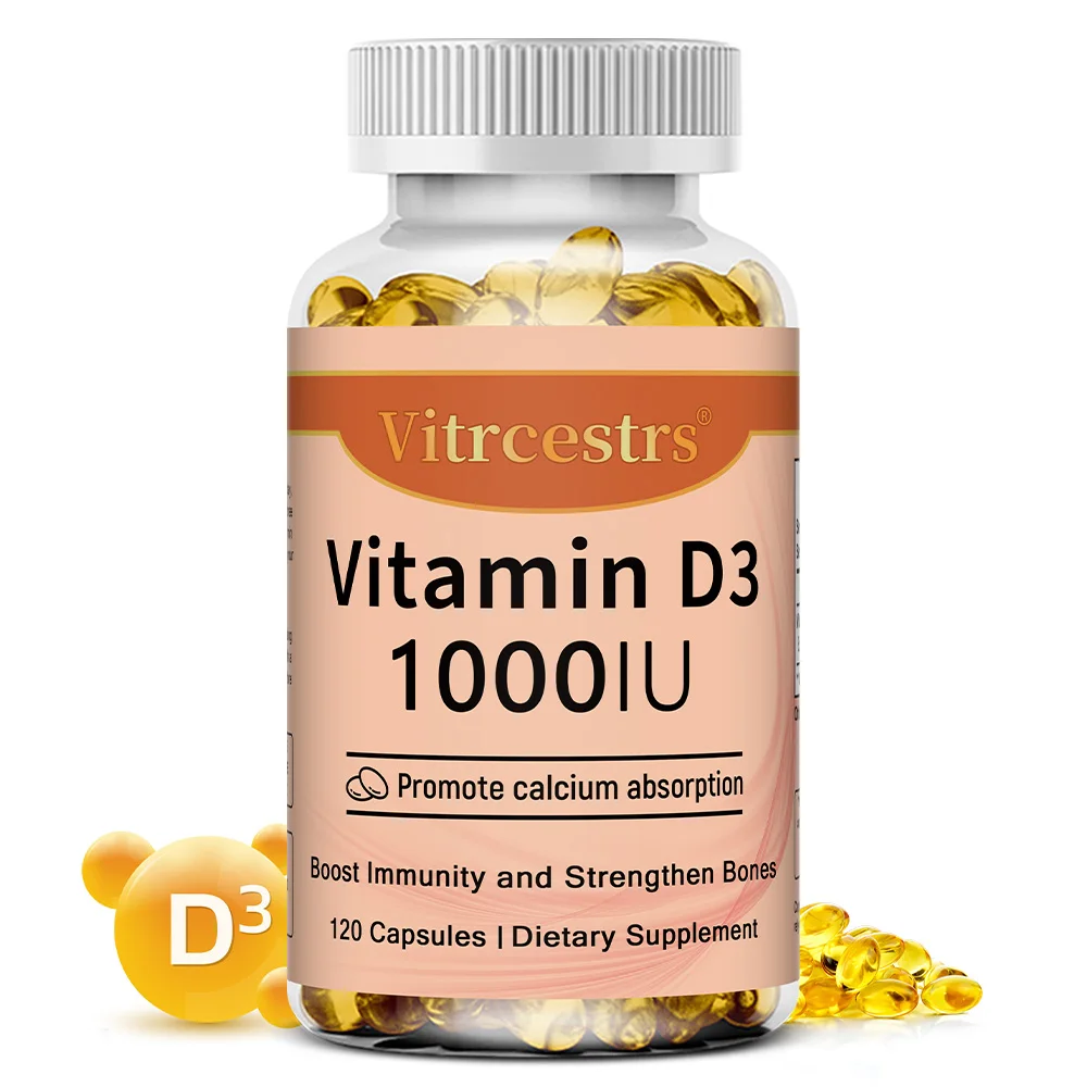 Vitamin D3 1000IU, Immune Support for Bones, Teeth, and Immune Function, Non-GMO, No Gluten, 120 Vegetarian Softgels