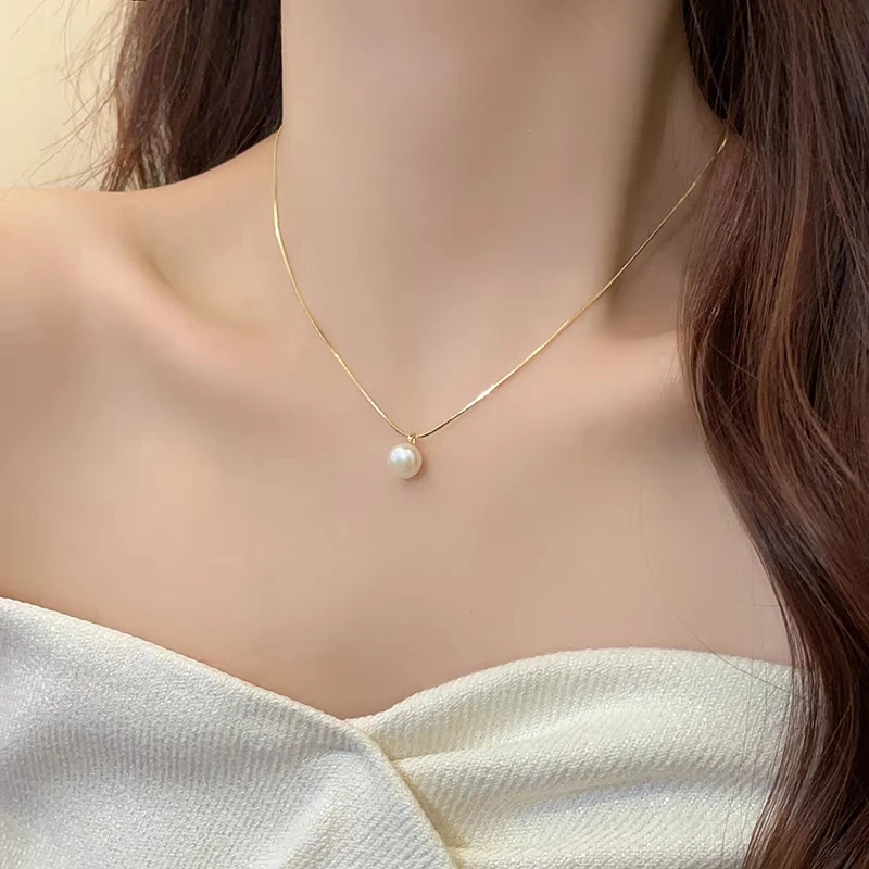 SOMILIA 925 Sterling Silver 18k Gold Plated Necklace  Single High-grade pearl Clavicle Chain for Women Mom Wedding Gift Jewelry