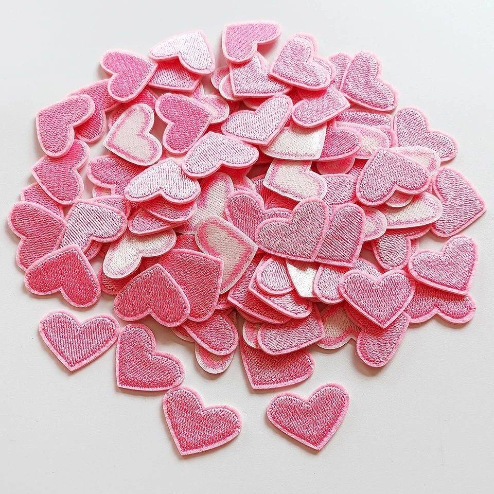 20Pcs Red Heart Embroidery Patch For Clothes Bags Hats Decoration