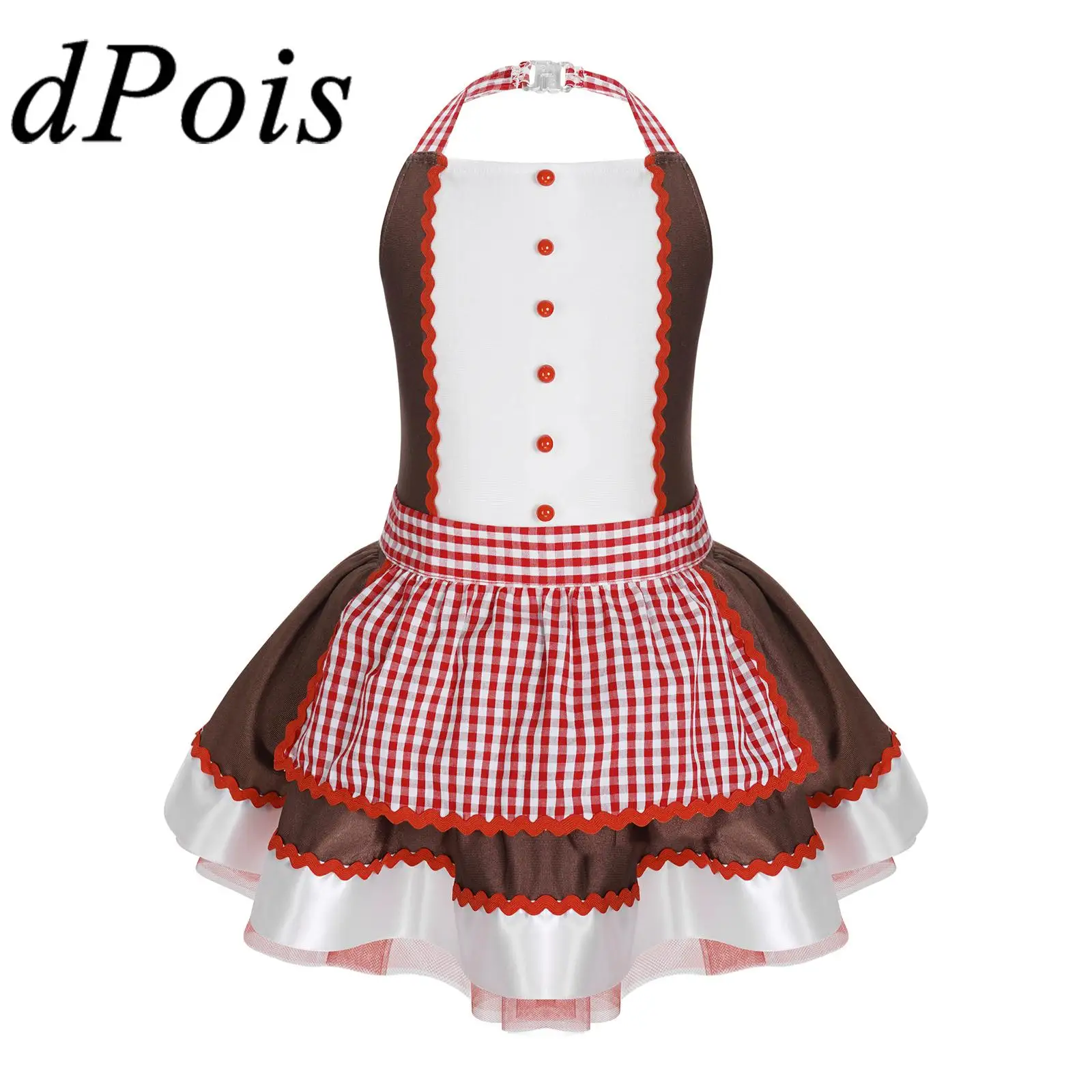 Meninas vestido de natal presente de ano novo halloween biscoito gingerbread homem cosplay trajes festa desempenho ballet tutu dancewear