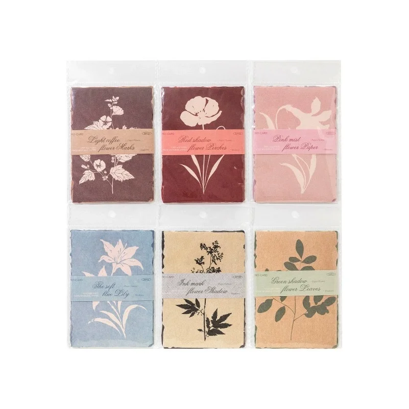 20PCS Vintage Torn Edge Decorative Paper - Flower Shadow Series Lightweight Scrapbook Paper for Journaling, DIY Craft Decoration