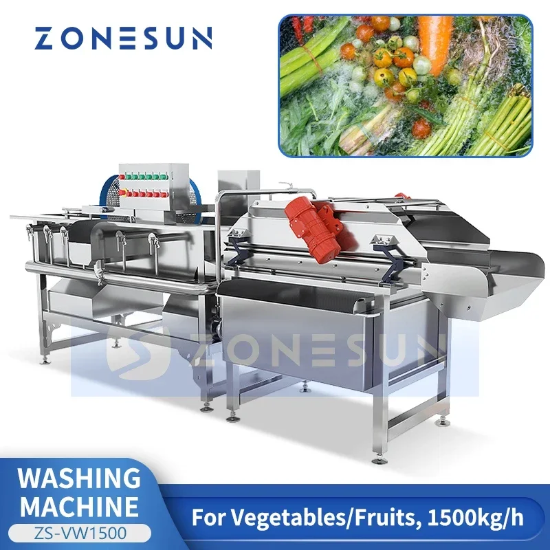 Zonesun ZS-VW1500 Lavatrice per frutta Lavatrice per verdure Lavatrice per frutta e verdura Purificatore per frutta e verdura Detergente per verdure commerciale