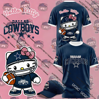Hot-Seller Christmas Themed Hello Kitty Rugby Dallas Men's T-shirt Sports Casual Jerseys Tshirts Vintage Holiday Man Xmas Gifts