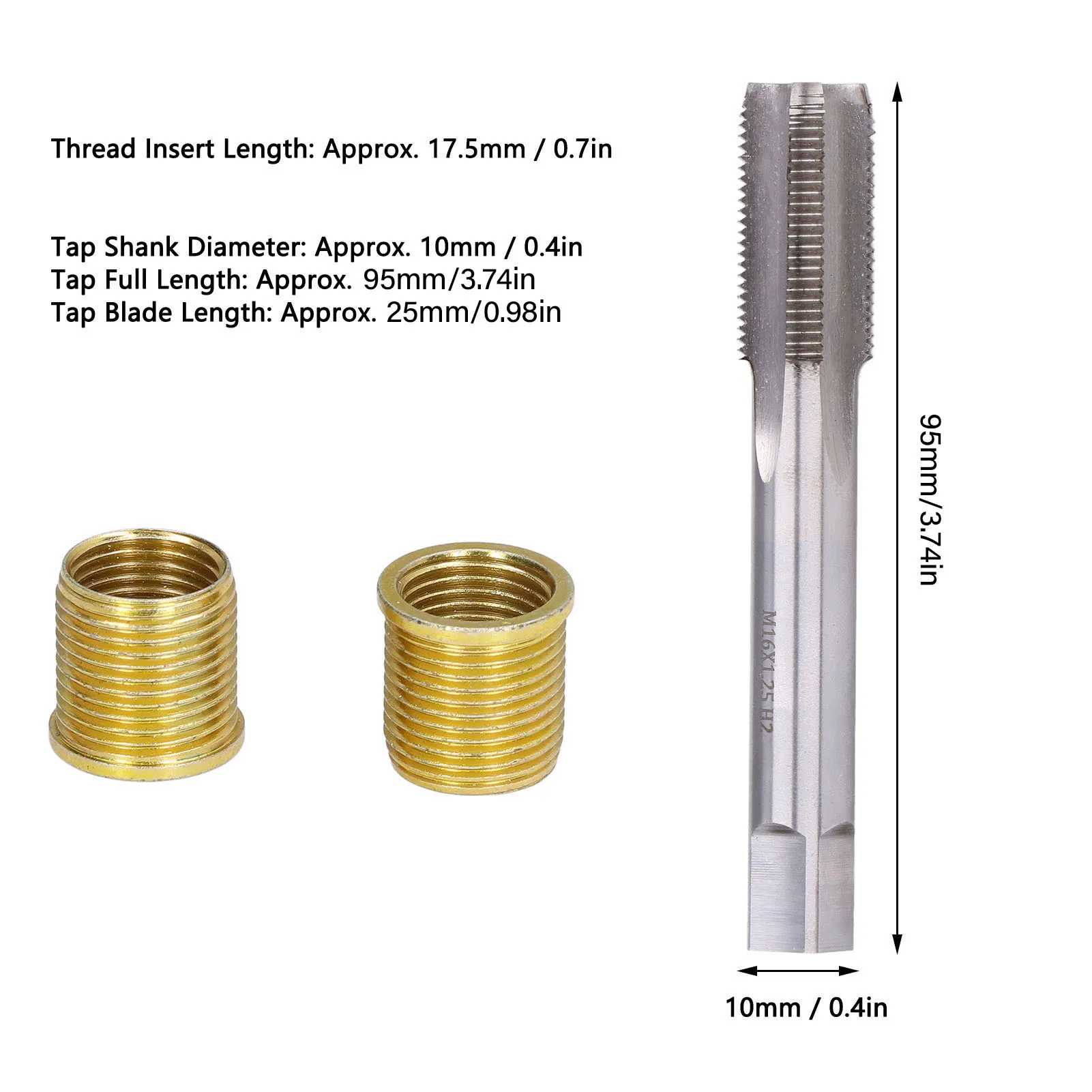 Spark Plug Thread Repair Kit M14x1.25 Inserts And M16x1.25 Tap Kit 13pcs Screw Thread Tool Set For Spark Plug Repair M14 X 1.25