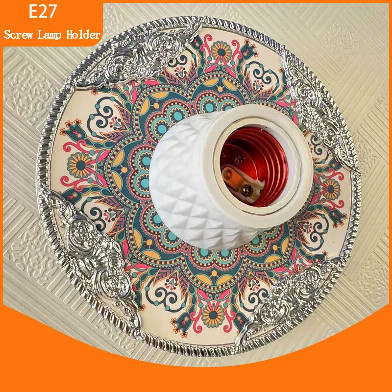 Eu Style e27 Screw Lamp Holder Golden Fancy Lotus Palace Style Screw Lamp Holder Enamel Color LED Energy Saving Lamp Holder
