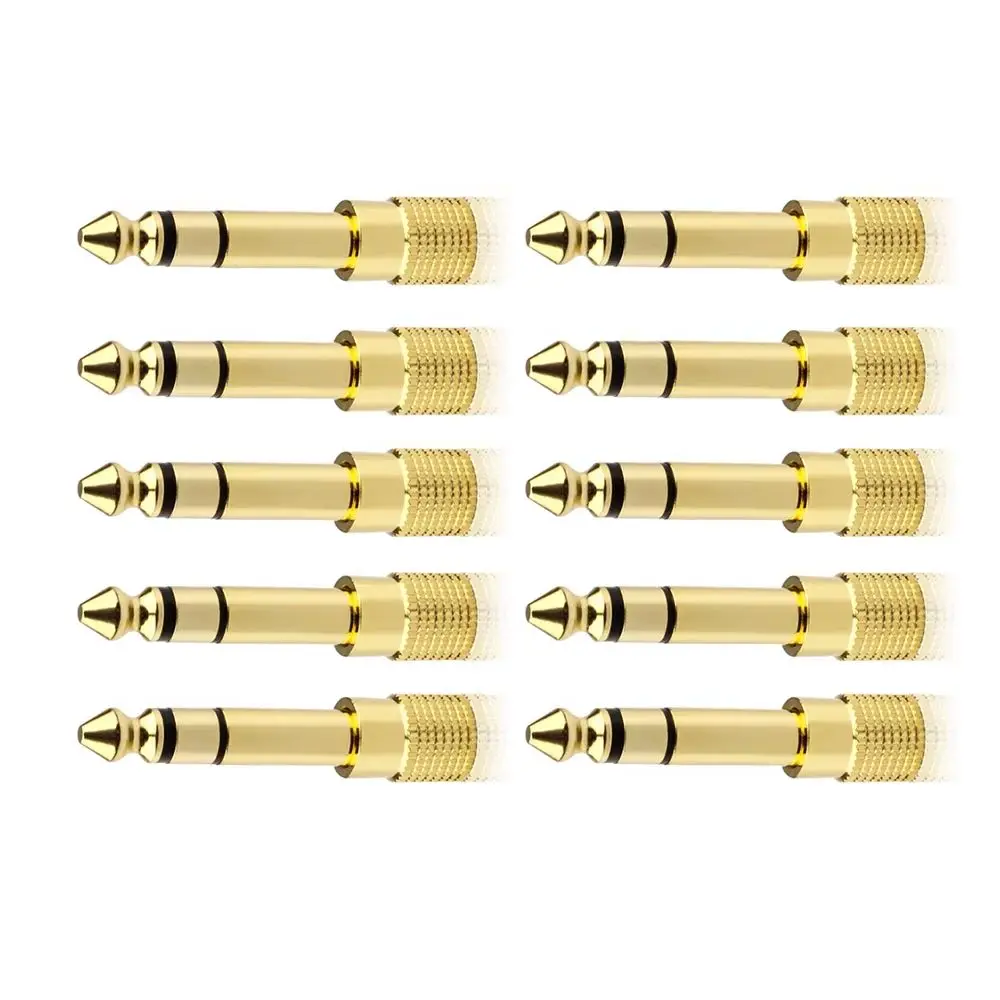 10PCS New Gold 6.3MM Male Plug to 3.5MM Female Microphone Jack Stereo Headphone Audio Adapter Connectors