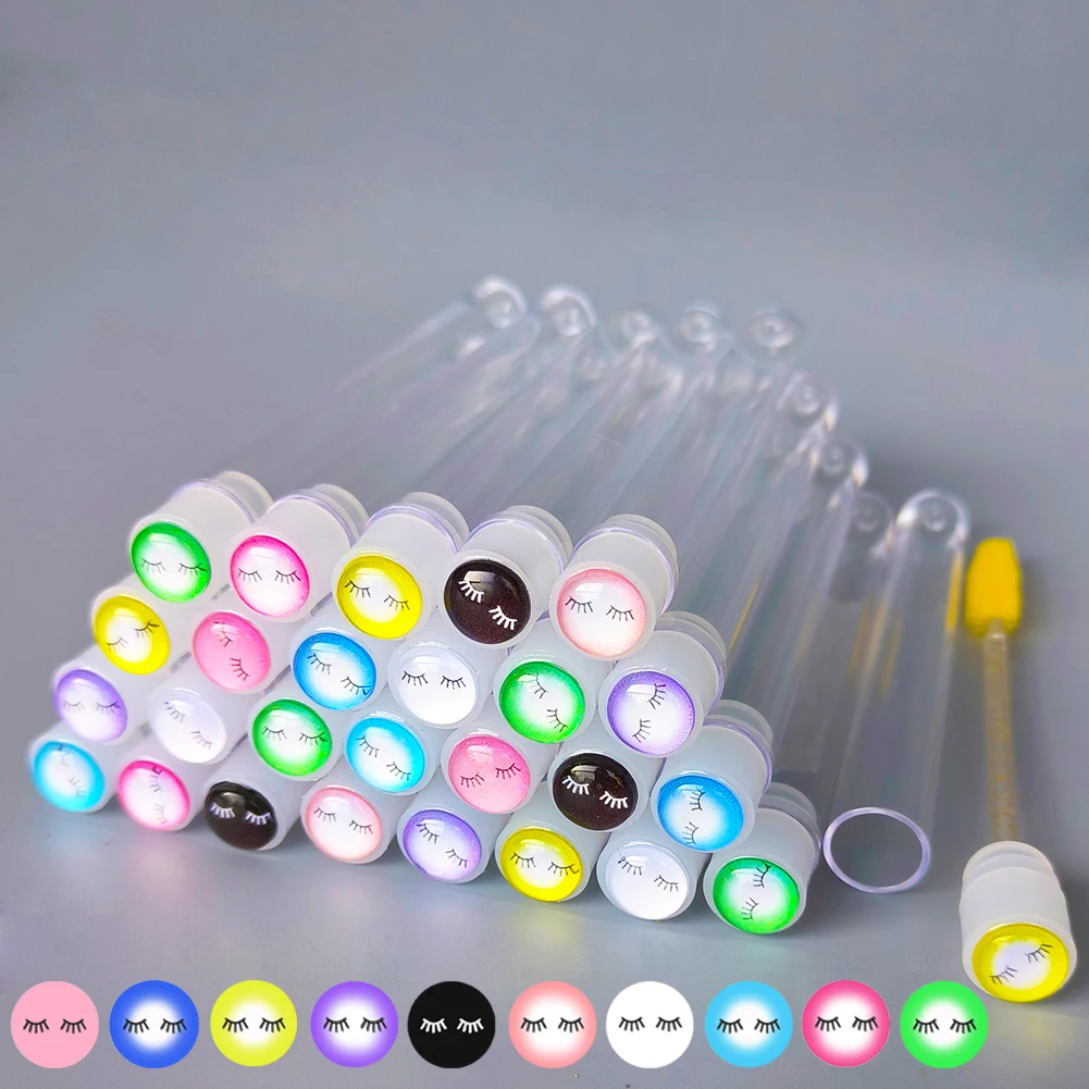 

50pcs Reusable Eyebrow Brush Tube Makeup Brushes Mascara Wand Separate Tube Crystal Eyelash brush Eyelash Extension Tools