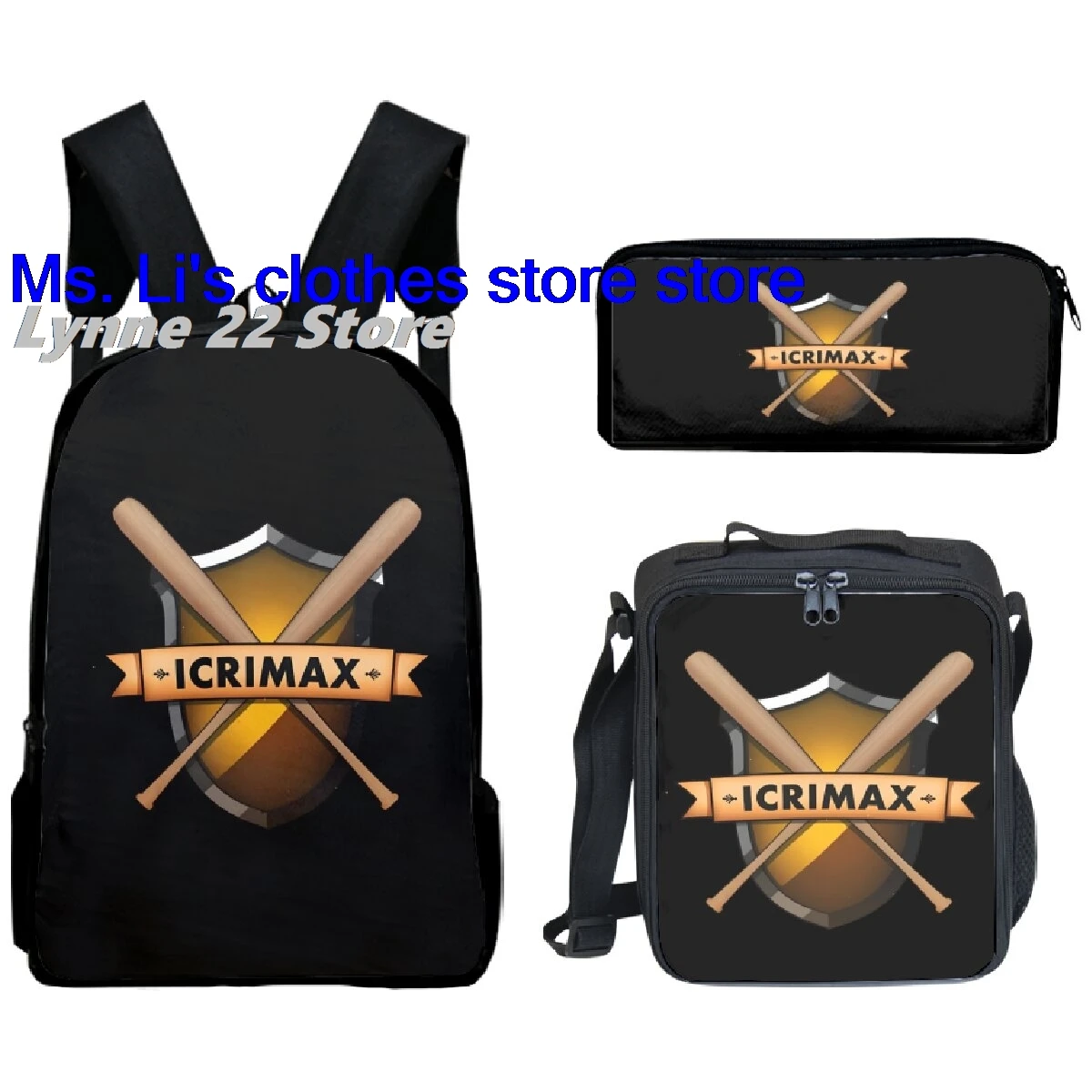 2025 HOT NEW Hot Sale icrimax Merch Boys/Girls School bag, lunch bag, pencil case