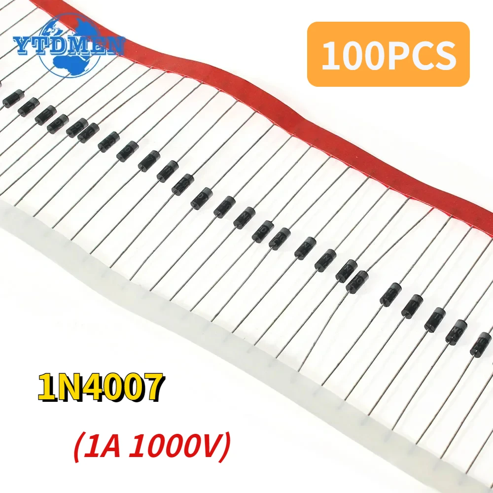 100PCS 1N4007 IN4007 Rectifier Diode Set 1A 1000V Axial Lead Rectifiers Diodes DIP DO-41 Electronic Component