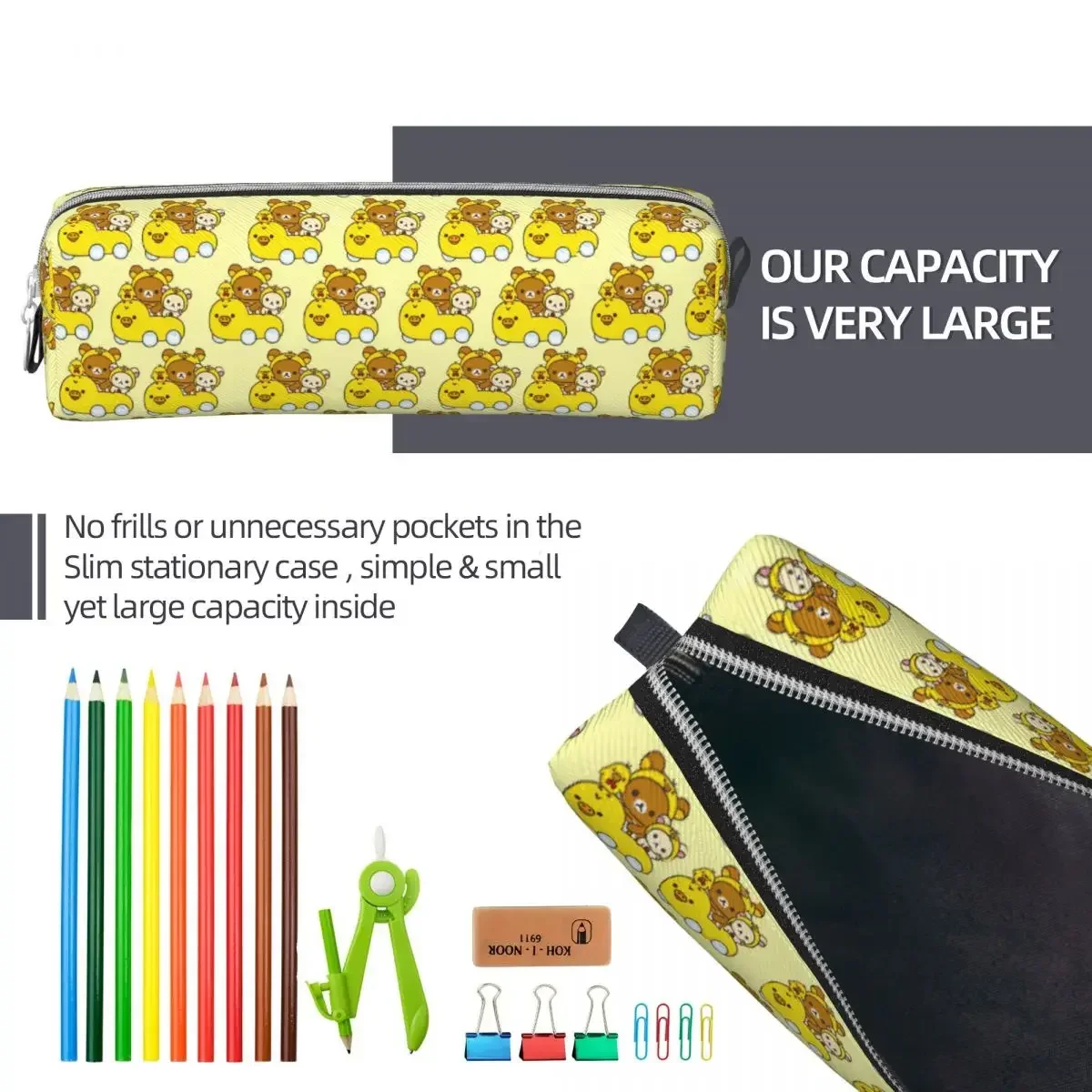 لطيف Rilakkuma الكرتون مقلمة صندوق رصاص صندوق القلم للطلاب أكياس تخزين كبيرة الطلاب الهدايا المدرسية القرطاسية #6