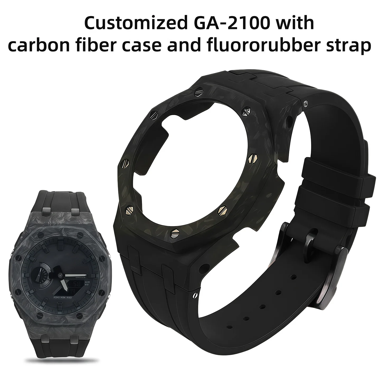 GA-2100 Farmhouse Oak Tree Modification Accessories For Casio Modification Carbon Fiber Case Kit Fluororubber Strap Accessories