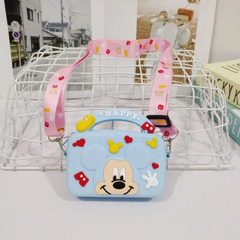 Disney Children Shoulder Bags Mickey Mouse Minnie Cartoons Crossbody Bag Girls Coin Purse Silica Gel Waterproof Small Square Bag