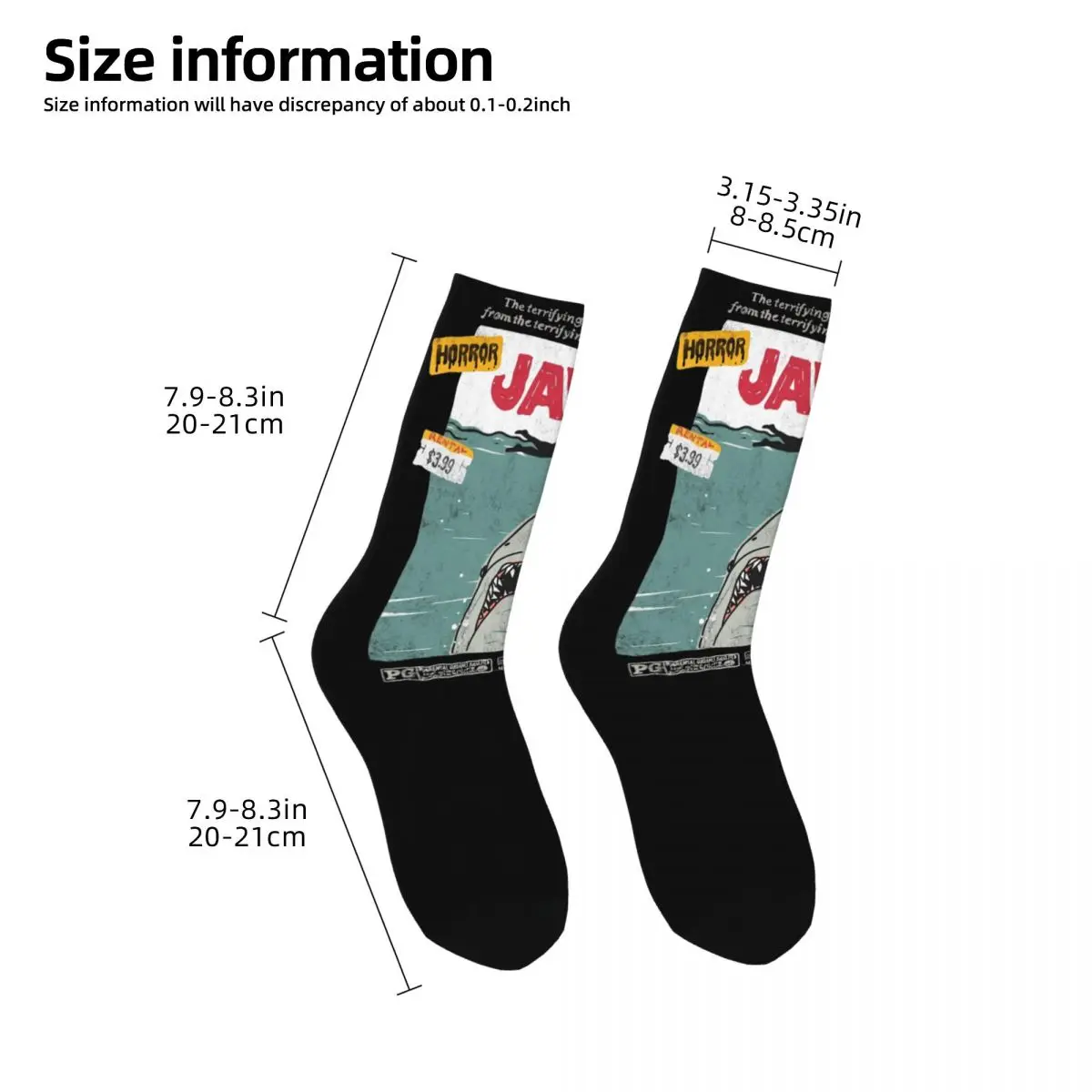 Fashion Men\'s Socks Harajuku Jaws Terrifying Motion Picture Poster Sock High Quality Women Sock Spring Summer Autumn Winter