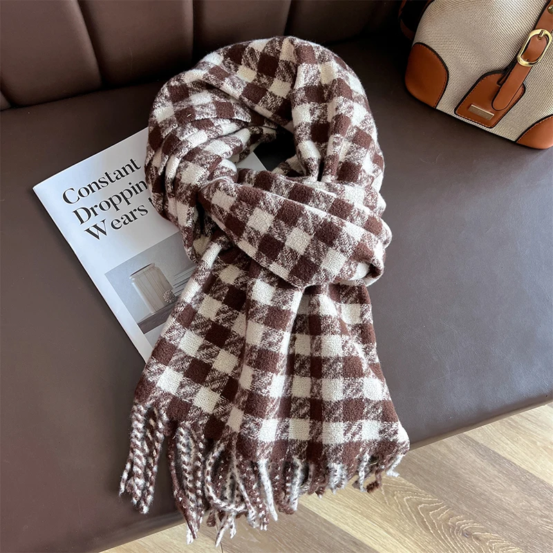 Winter Women Lattice Imitation Cashmere Scarf Autumn Winter Thick Warm Wild Scarves Shawl Men Blankets Poncho Echarpe Stole