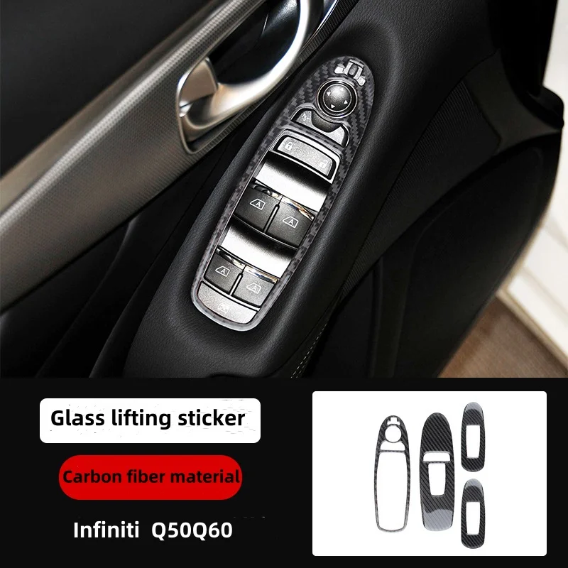 Carbon Fiber Car Interior Modification Cover Trim Strips Decorative Stickers For Infiniti Q50 Q60 Car Styling Inner Accessories.