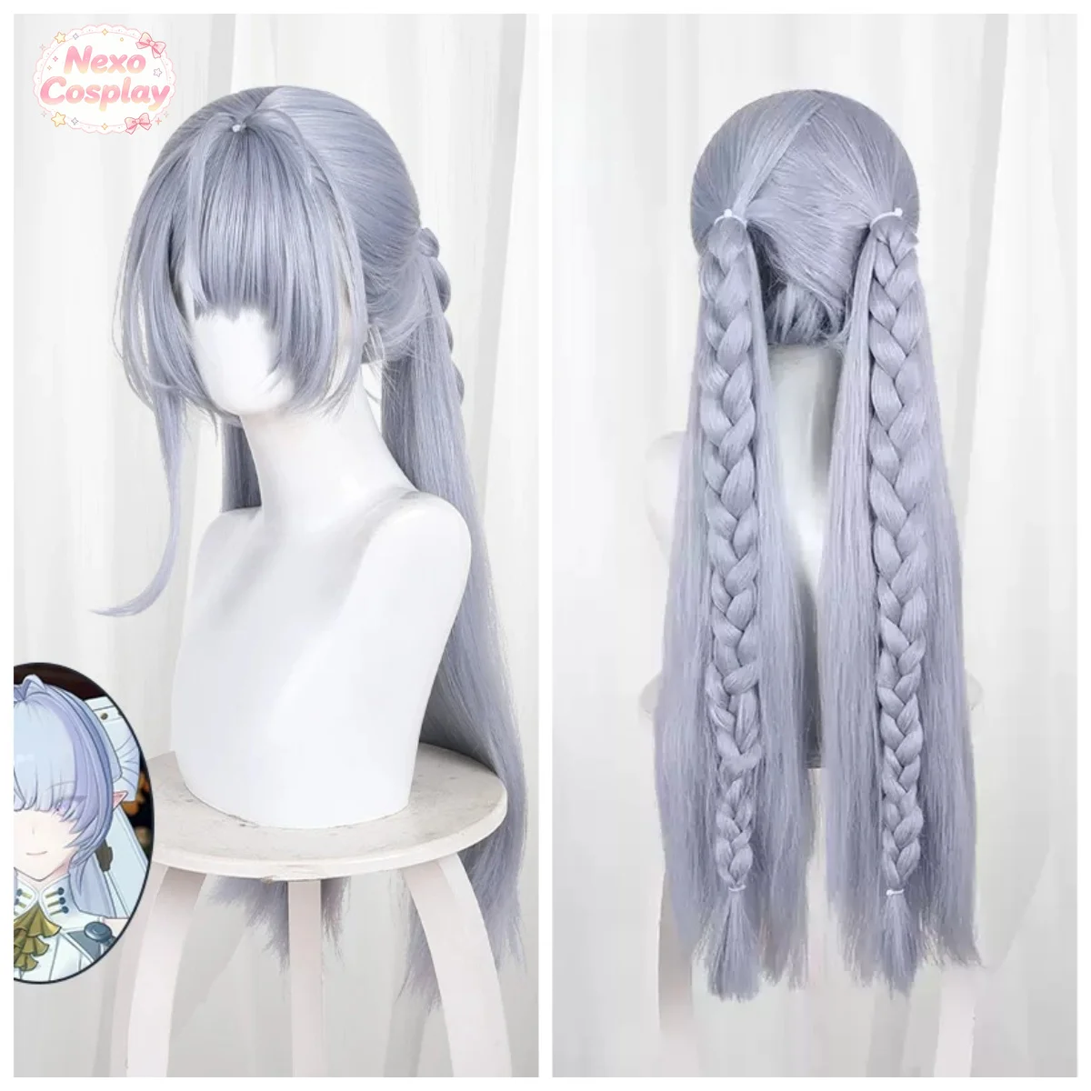 Zenless Zone Zero Velina Cosplay Wig Blue-Grey Twin Tails Middle Part NexoCosplay