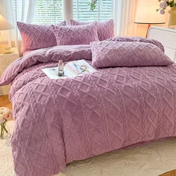Milk Fleece Single Duvet Cover Autumn/winter Thickened Warm Solid Color Duvet Cover Bedding for Double Use