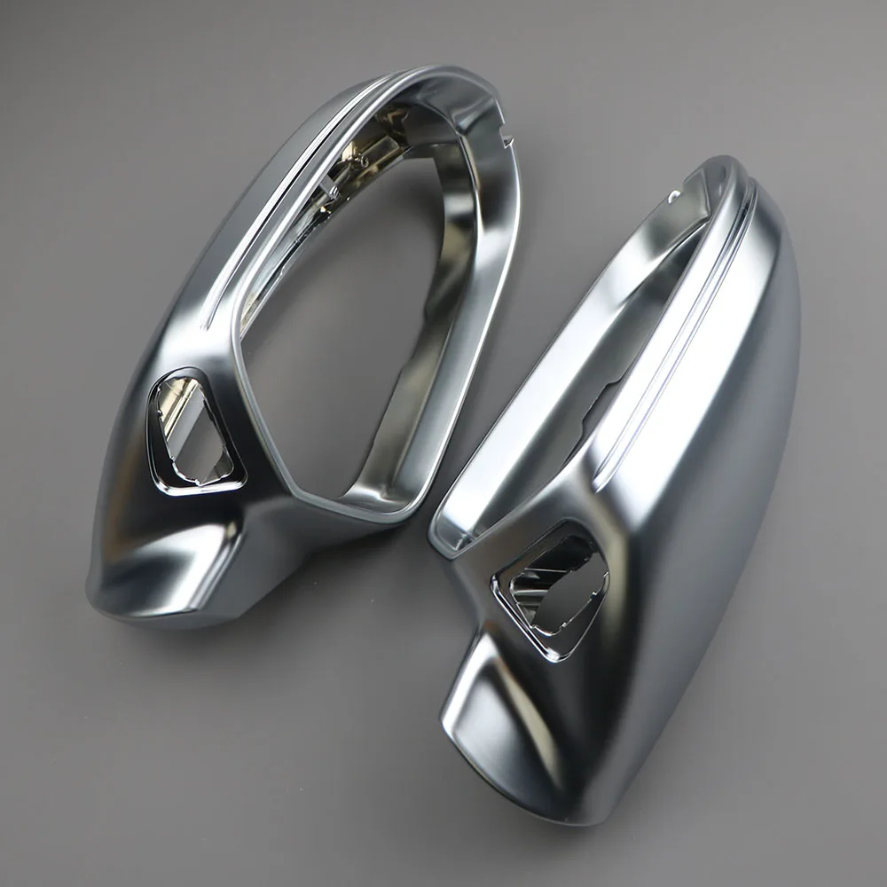 Pair Silver Rear View Side Mirror Cover Cap With ALC For Audi A6 Allroad S6 C7 4G0857527 4G0857528