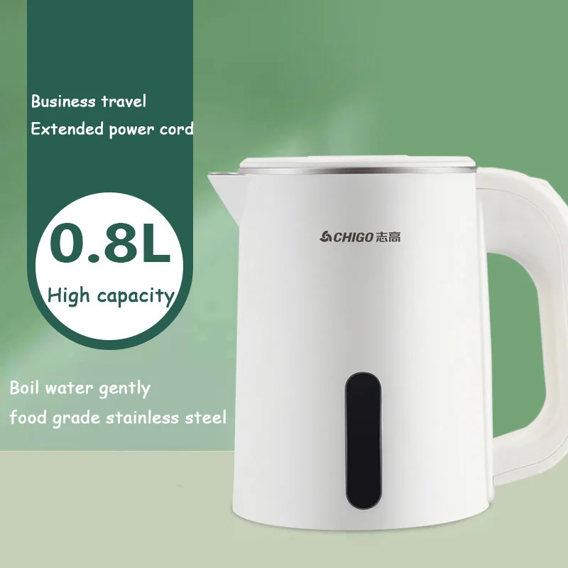 0,8L Mini Elektrischer Wasserkocher Kleine Kapazität 304 Edelstahl Teekanne Hotel Wohnheim Wasserkocher Tragbarer Reise-Wasserkocher 220V