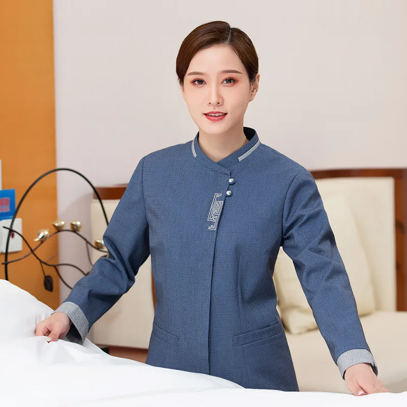 ホテルの部屋のクリーニング制服長袖秋冬衣装モールコミュニティプロパティクリーナー病院女性のクリーニング作業服