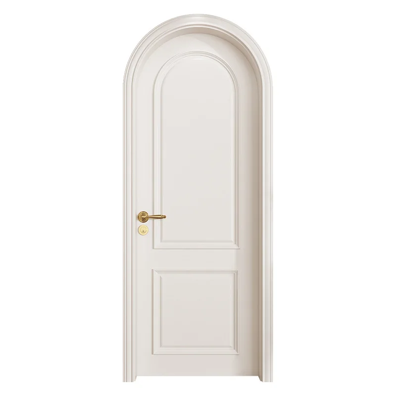Arched paint door French retro Cream style bedroom Solid wood r Composite paint door Interior door Curved