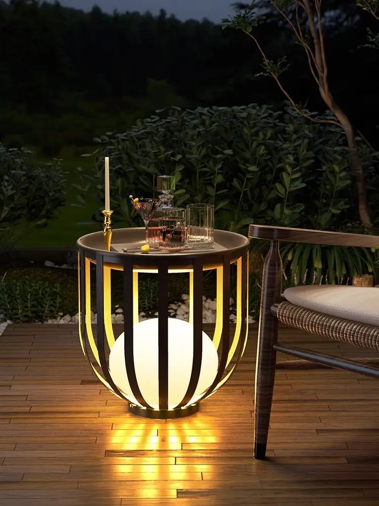 

Outdoor solar patio coffee table lights lawn villa garden floor lights outdoor patio landscape flower stand lights