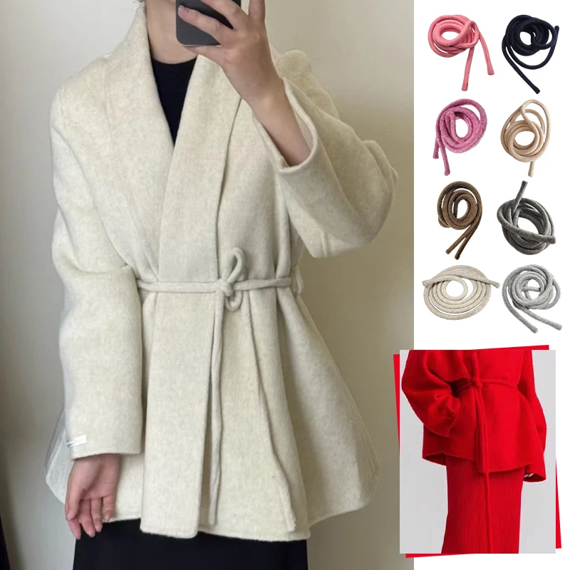 210cm Woolen Rope Tie Belt Women Coat Belt Autumn Winter Overcoat Jacket Sweater Wool Waist Belt Decor Replacement Accessory