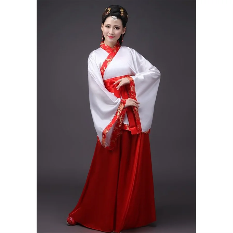 Chinese Traditional Hanfu Woman Embroidery Stage Performance Costumes New Year Tang Suit Chinese Folk Dance Costume for Female