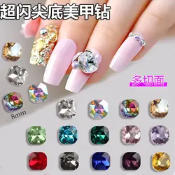 Classic 100pcs 8mm Square DIY for phone shell,Nail,Bag,Clothes 3D Diamond Stone Decoration Glitter Manicure Jewelry Accessories