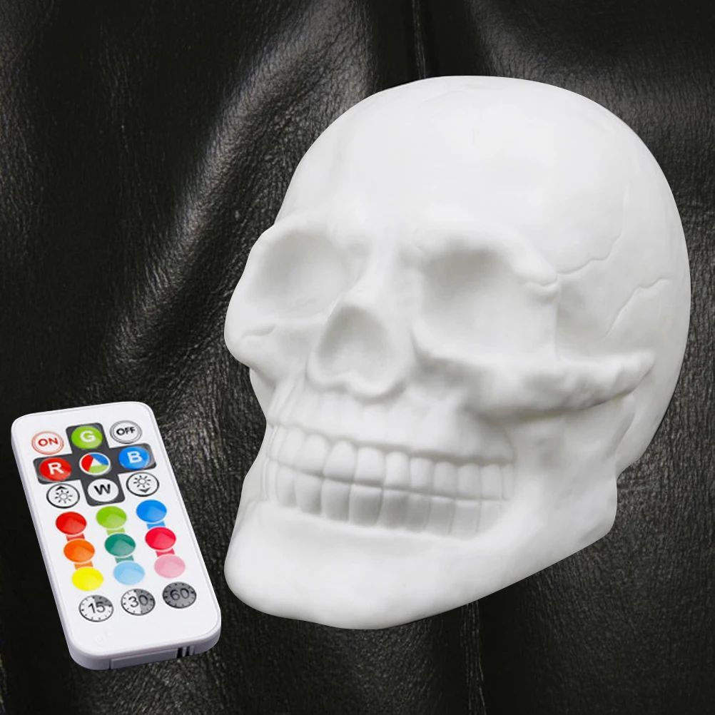 Multicolor Led Skull Night Light For Bedroom Small Decorative Patting Lamp Silicone Touch Warm Lighting Home Office Bar Cafe Use