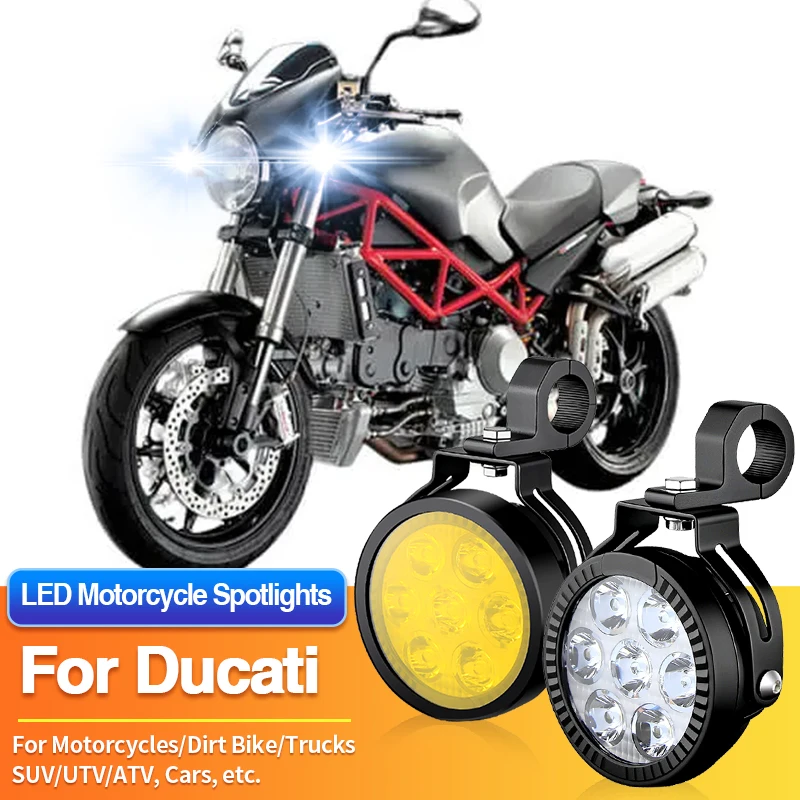 1 Set LED Motorcycles Headlight Dual Color Spotlight Truck Car ATV for Ducati 1299/Monster 400 620 695 696 750 796 797 800 821