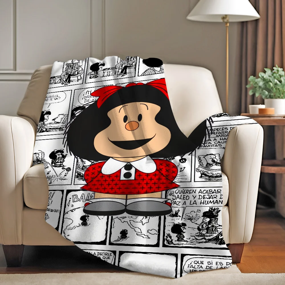 

Cartoon Cute Mafalda Blanket Warm And Soft Suitable For Bedroom Living Room Sofa Bed Office Travel Camping
