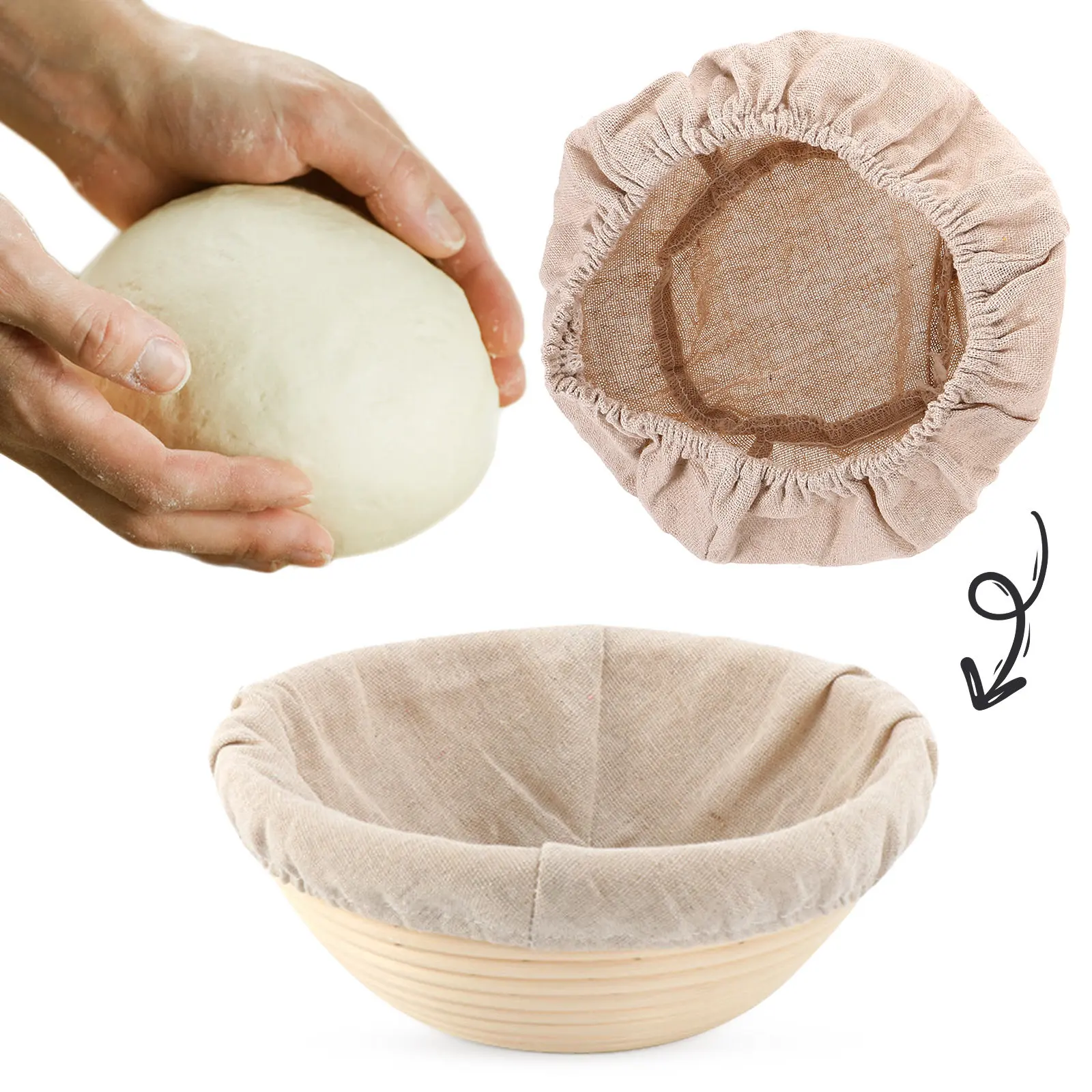 2Pcs Sourdough Bread Cloth Liner for Banneton Basket Dough Rising Smooth Surface Non-Stick Air Circulation Baking Accessories