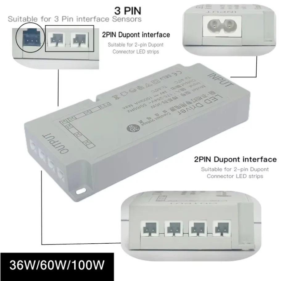 36W-150W Switching Power Supply Transformers AC220V To DC12V/24V EU/US Plug Home Lighting Cabinets Wardrobes Light Strip Dimming
