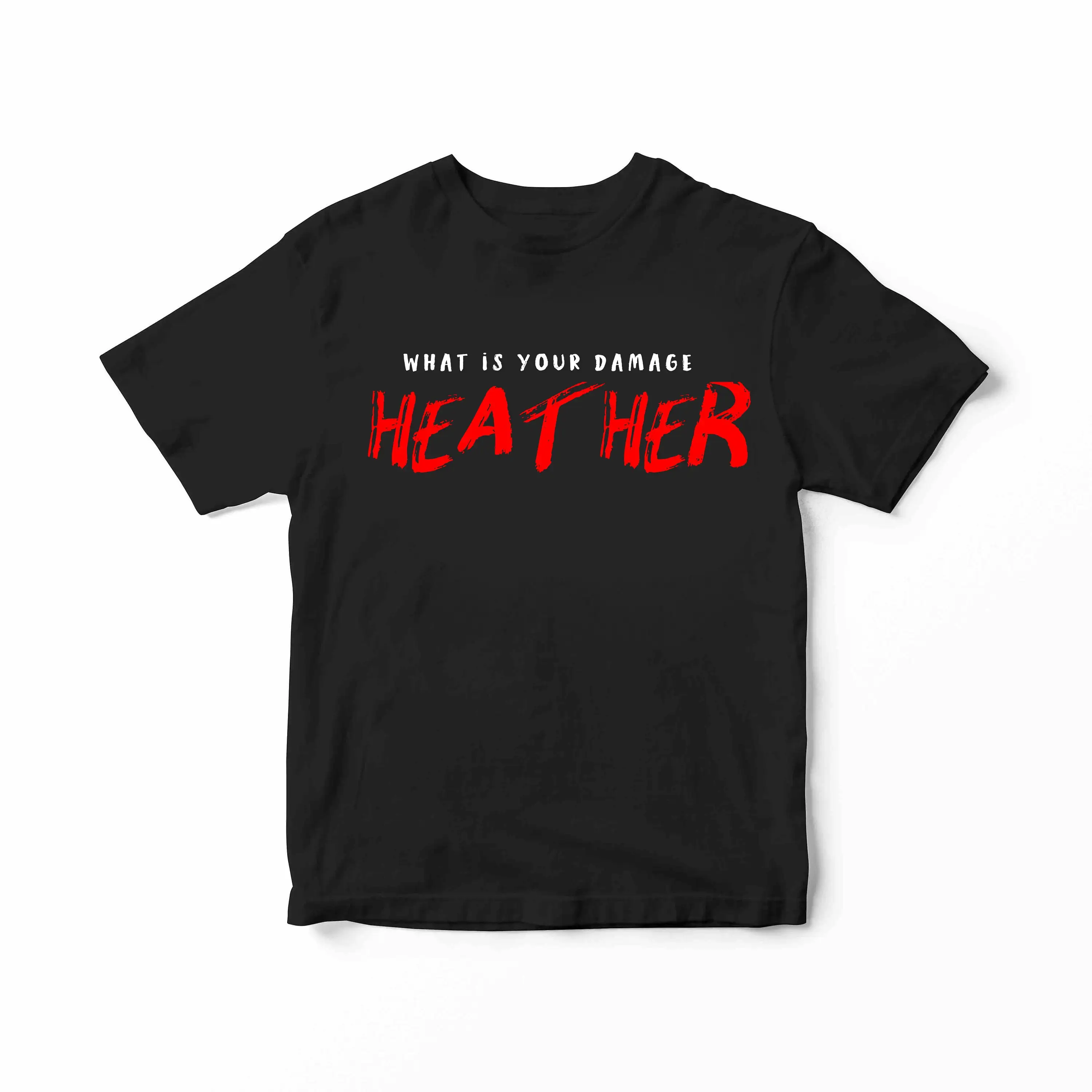 What's Your Damage Heather T Shirt Premium Cotton SofT On White Black or Red Heathers Movie Musical Winona Ryder